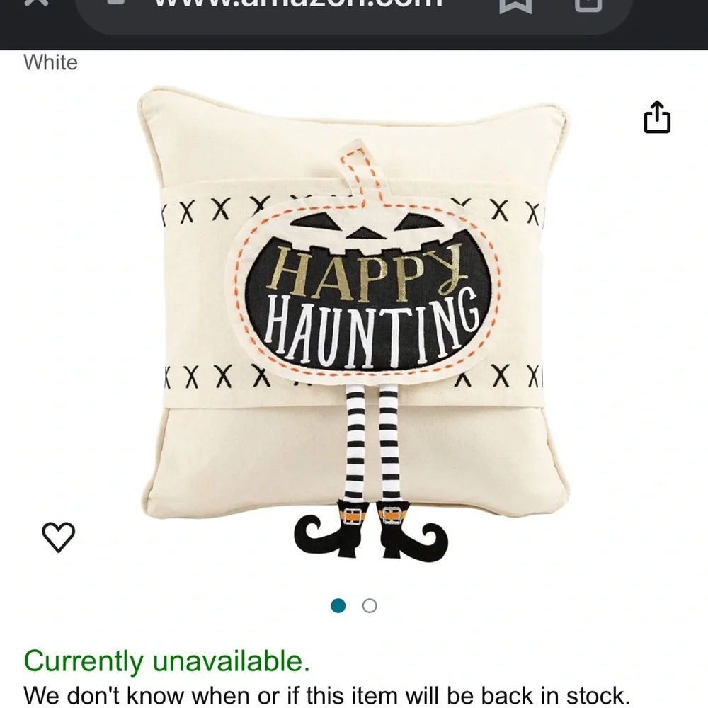 MUDPIE Lot 2 Halloween Pillow‎ Wraps Only Embroidered Canvas Pumpkin Witch Ghost